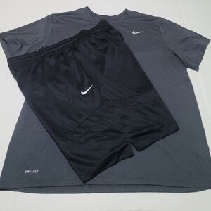 Nike Dri-FIT Gray Shirt and Black Shorts Set